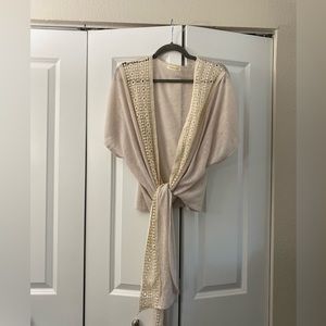 Annianna front tie cardigan with lace detail